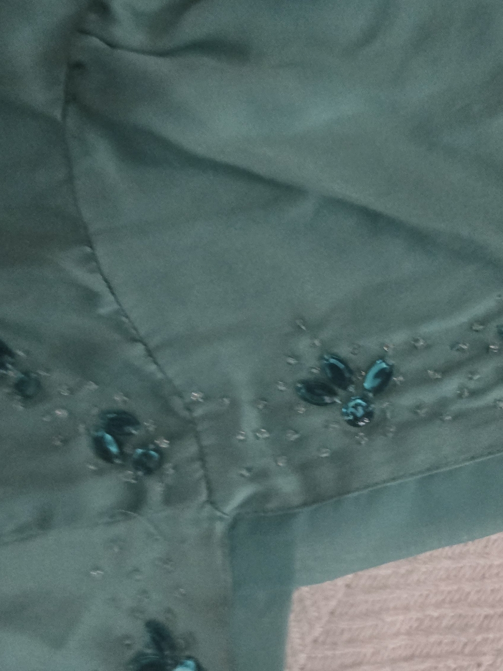 Metro Teal Satin Camisole With Beading - Picture 3 of 4